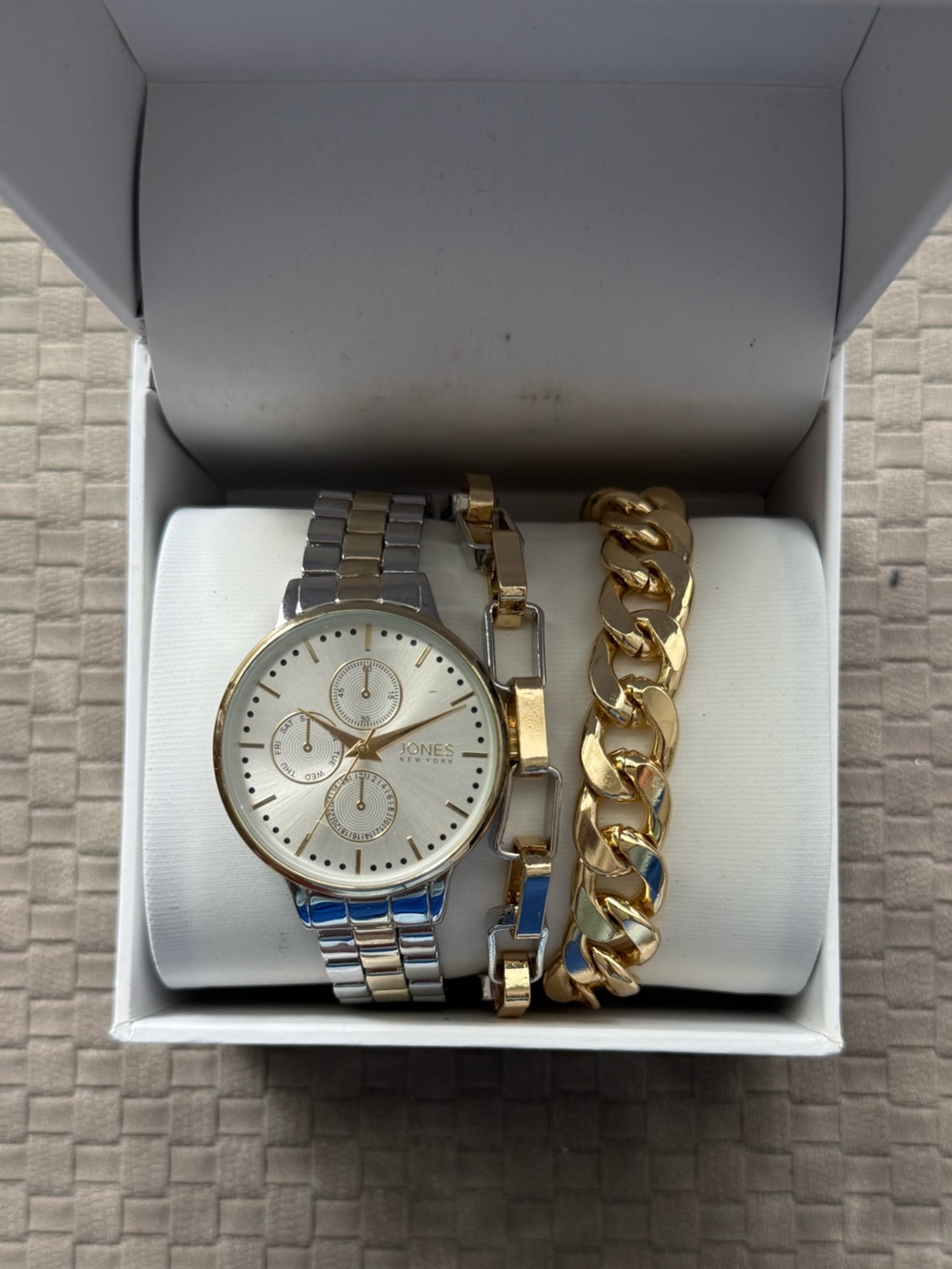 Jones New York Silver and Gold Two-Tone Watch and bracelet Set